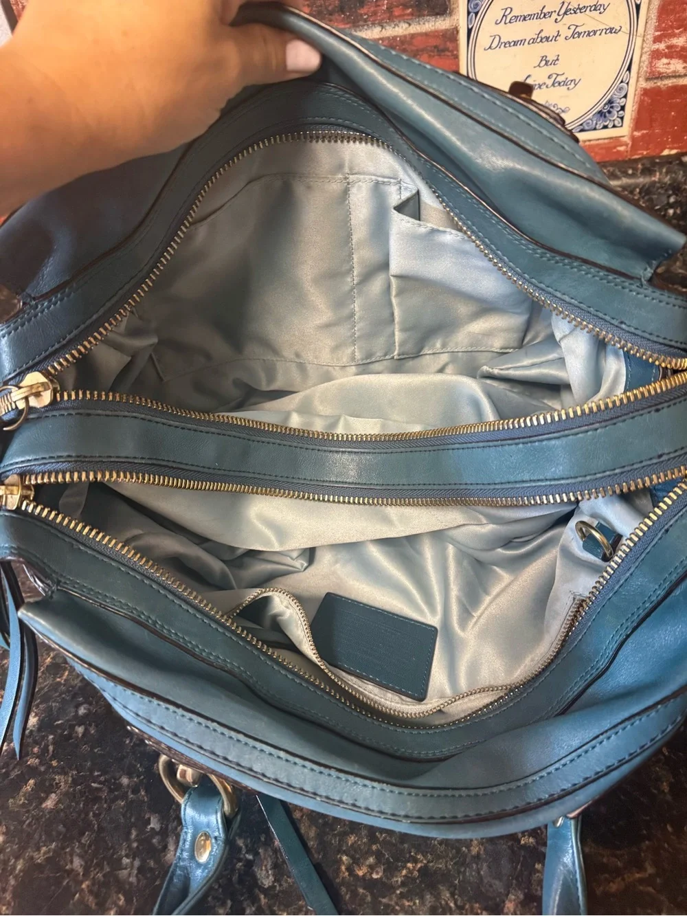 Coach Hamptons Lindsay Satchel 12475 Teal Leather 2008 Rare Y2K